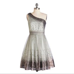 One-Shoulder ModCloth Dress - Mint / Gray Ombré